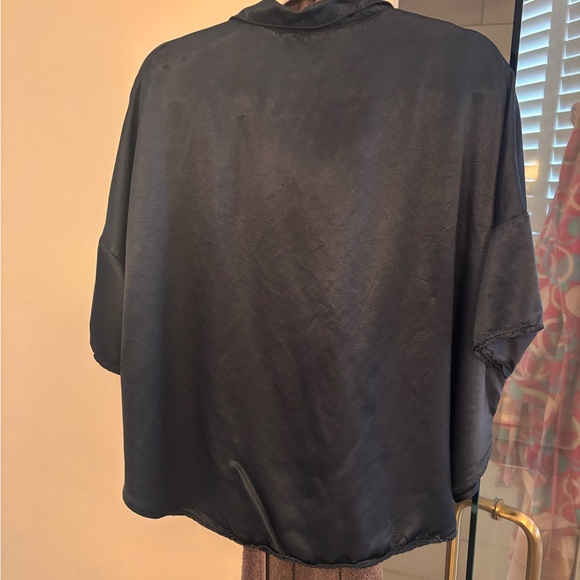 Pj Harlow Navy Women's Satin Pajama Top - Picture 7 of 9